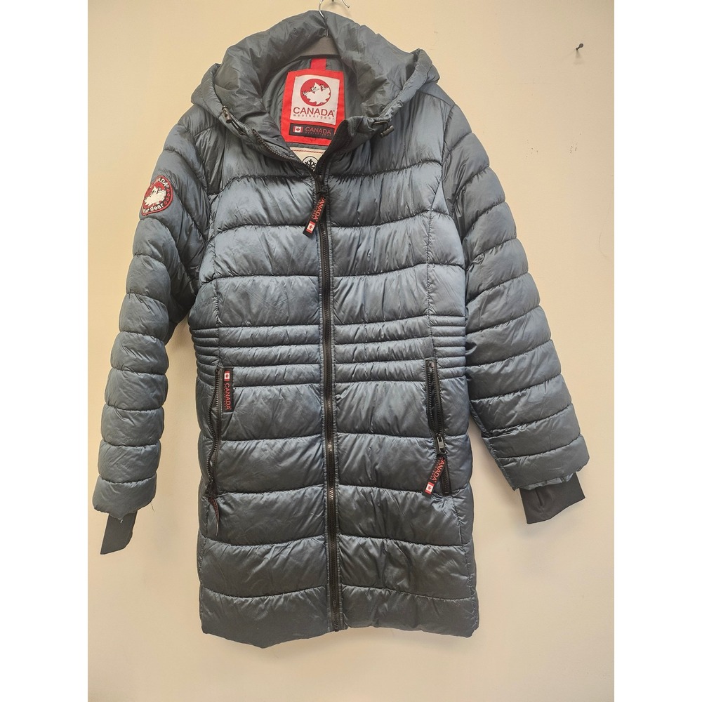 Canada Weathergear Womens Puffer Parka Jacket Hooded Charcoal Gray Heavy Winter